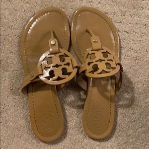 Tory Burch nude patent wedges size 7.5